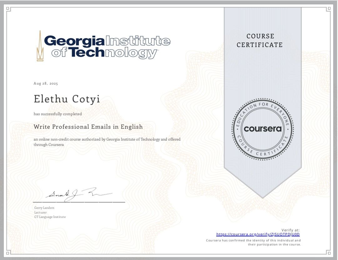 Professional Emails Certificate